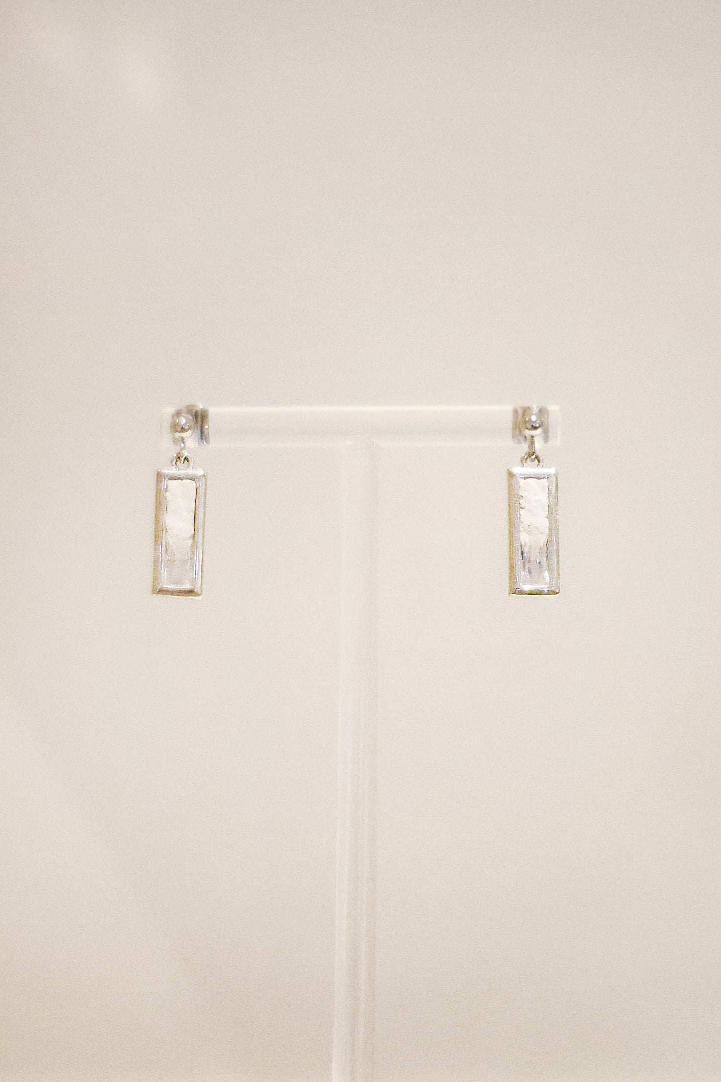 水晶系列|白晝長方形水晶銀耳環 Crystal Series|Day Rectangular Crystal Silver Earrings