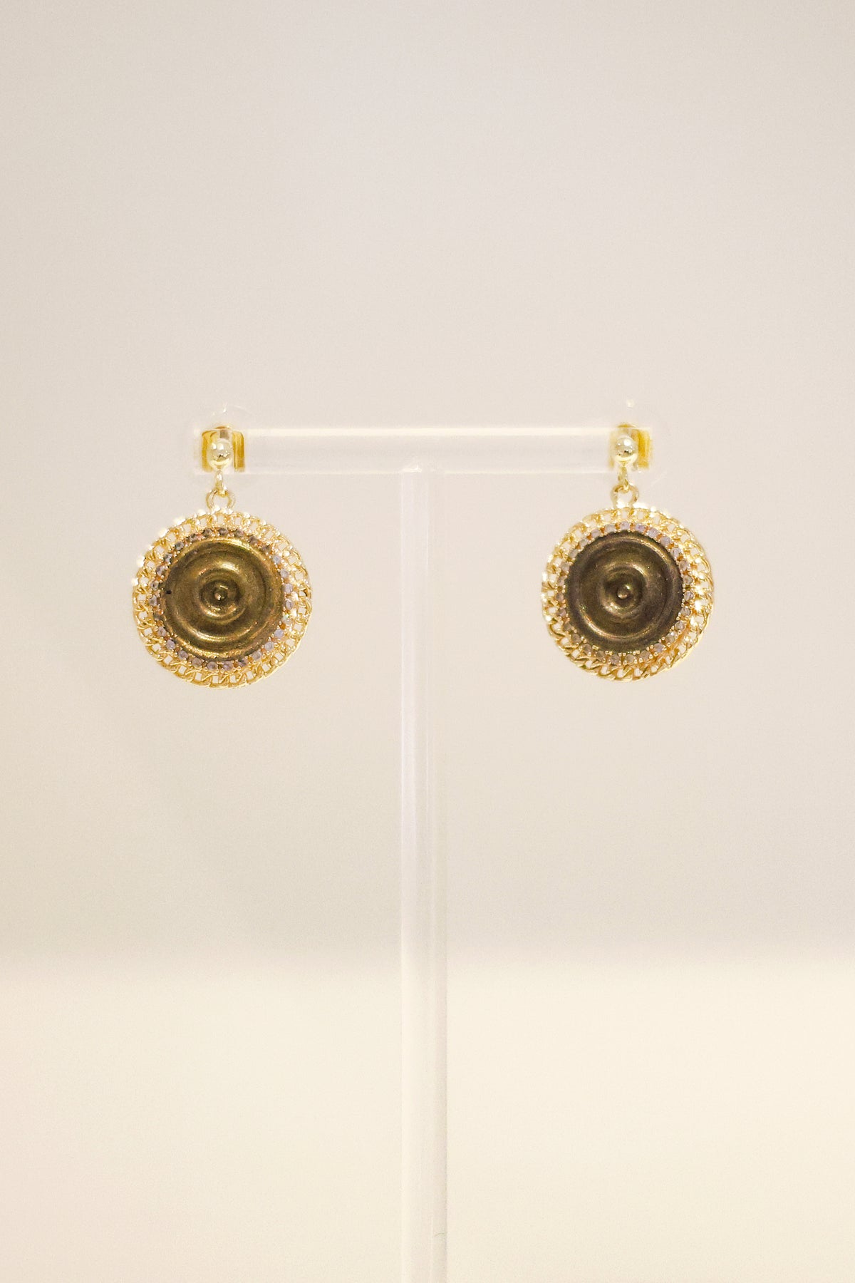 阿波羅系列|太陽輪水紋黑金耳環 Apollo Series|Apollo Wave Black Gold Earrings