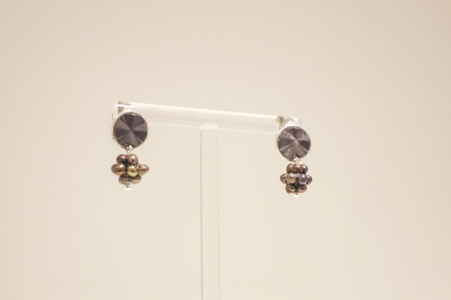 繡球花系列|銀黑小繡球花耳環 Hydrangea Series|Silver Black Mini Hydrangea Earrings