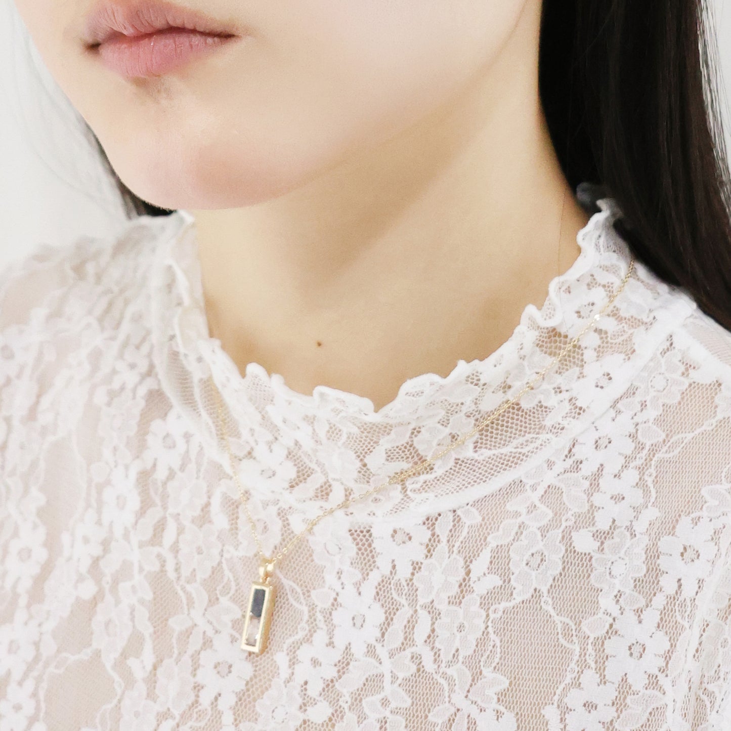 水晶系列|黑夜長方形水晶金項鏈 Crystal Series|Night Rectangular Crystal Gold Necklace