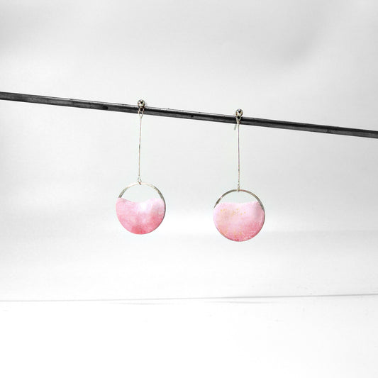 節氣系列|春分(粉)垂吊水泥耳環 Solar term Series|Spring Equinox circle cement earring