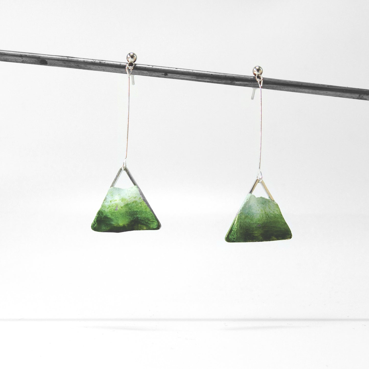 節氣系列|雨水(綠)垂吊水泥耳環 Solar term Series|Rain Water triangle cement earring