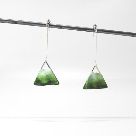 節氣系列|雨水(綠)垂吊水泥耳環 Solar term Series|Rain Water triangle cement earring