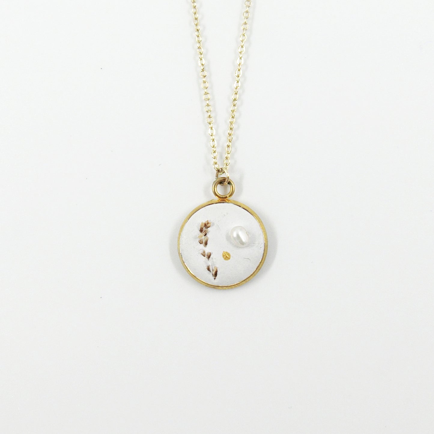 星雲系列|珍珠乾燥花水泥項鍊 Nebula Series|Pearl Flower Cement Necklace