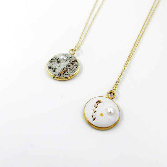 星雲系列|珍珠乾燥花水泥項鍊 Nebula Series|Pearl Flower Cement Necklace