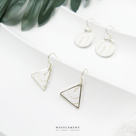 線條系列|幾何垂吊水泥耳環 Line Series|Geometry cement earring