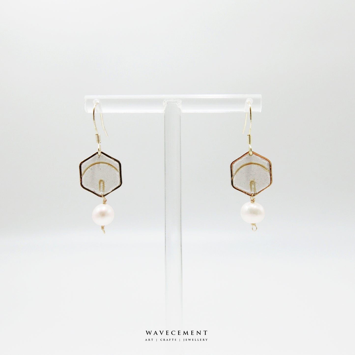 珍珠系列|線條珍珠水泥耳環 Pearl Series|Line Pearl Cement Earrings