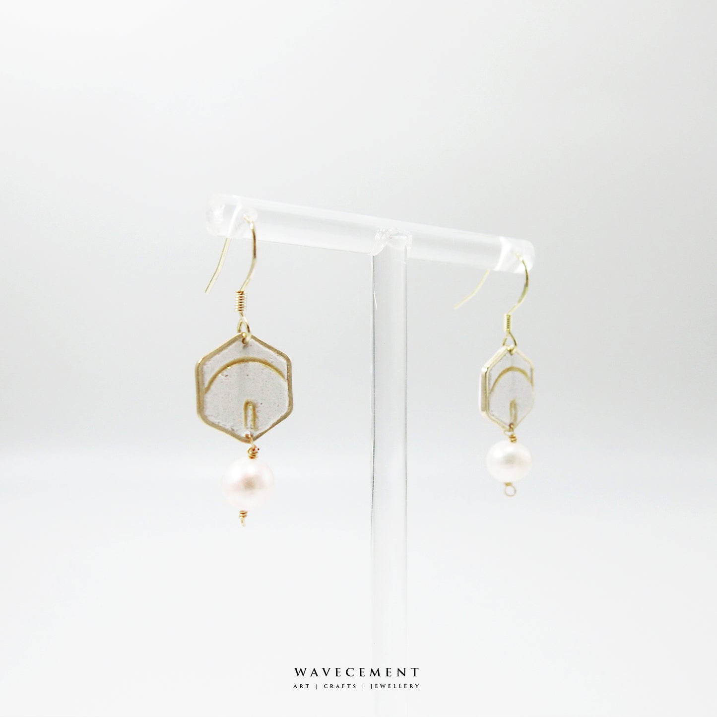 珍珠系列|線條珍珠水泥耳環 Pearl Series|Line Pearl Cement Earrings