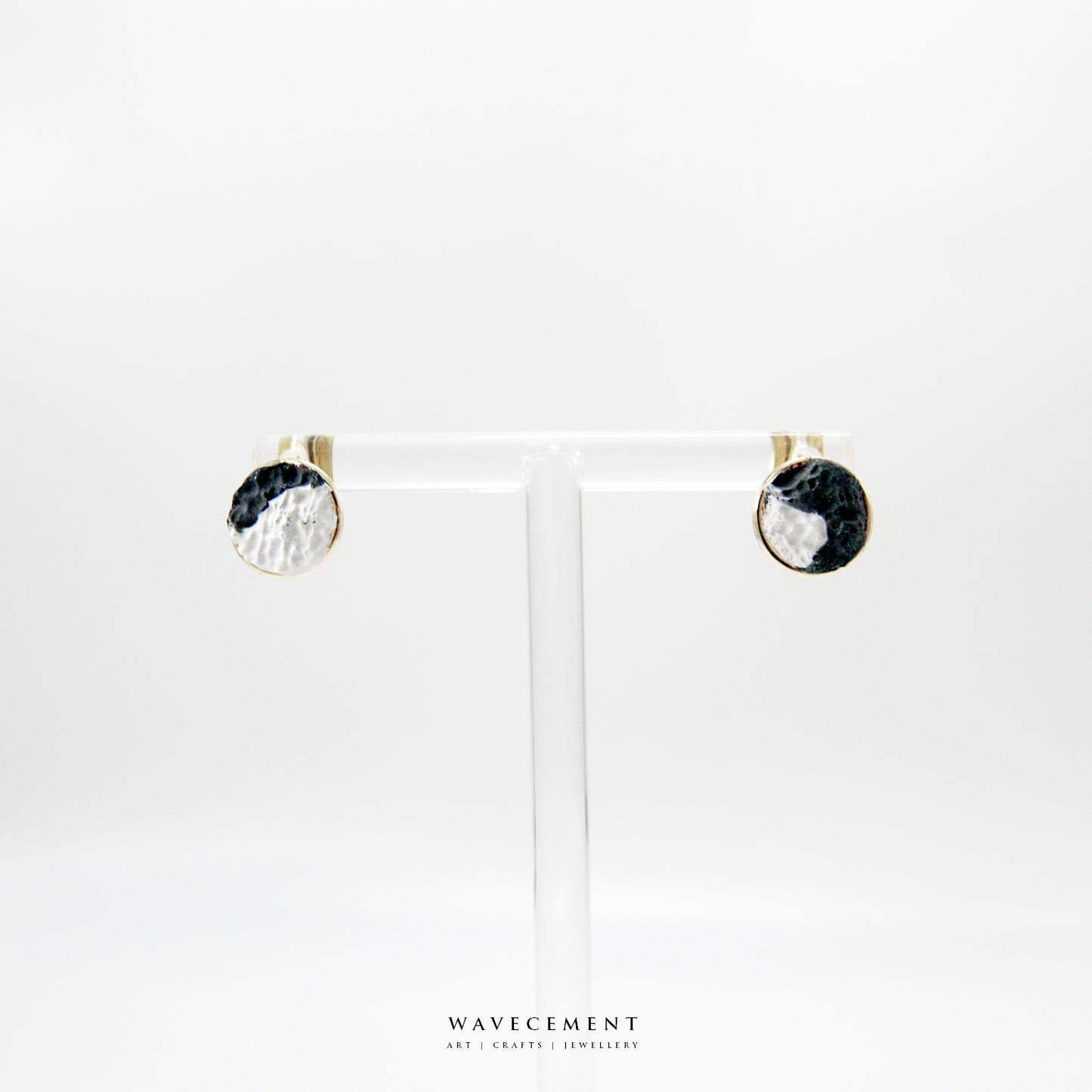 金沙系列|金邊混色水泥貼耳耳環 Golden Sand Series|Gold-edge Mixed Cement Earrings