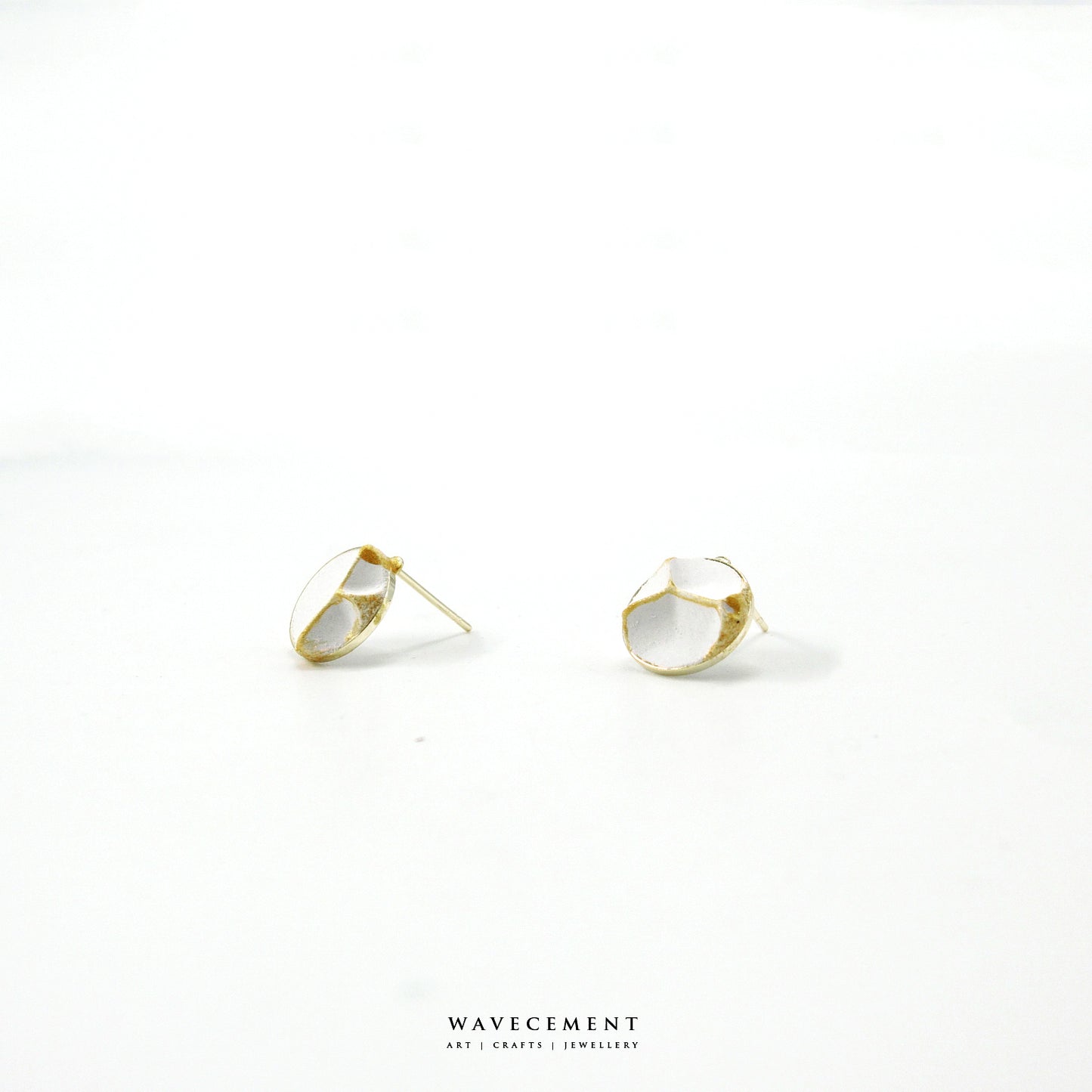 金繼系列|圓形白水泥耳環 Kintsugi Series |Round White Cement Earrings