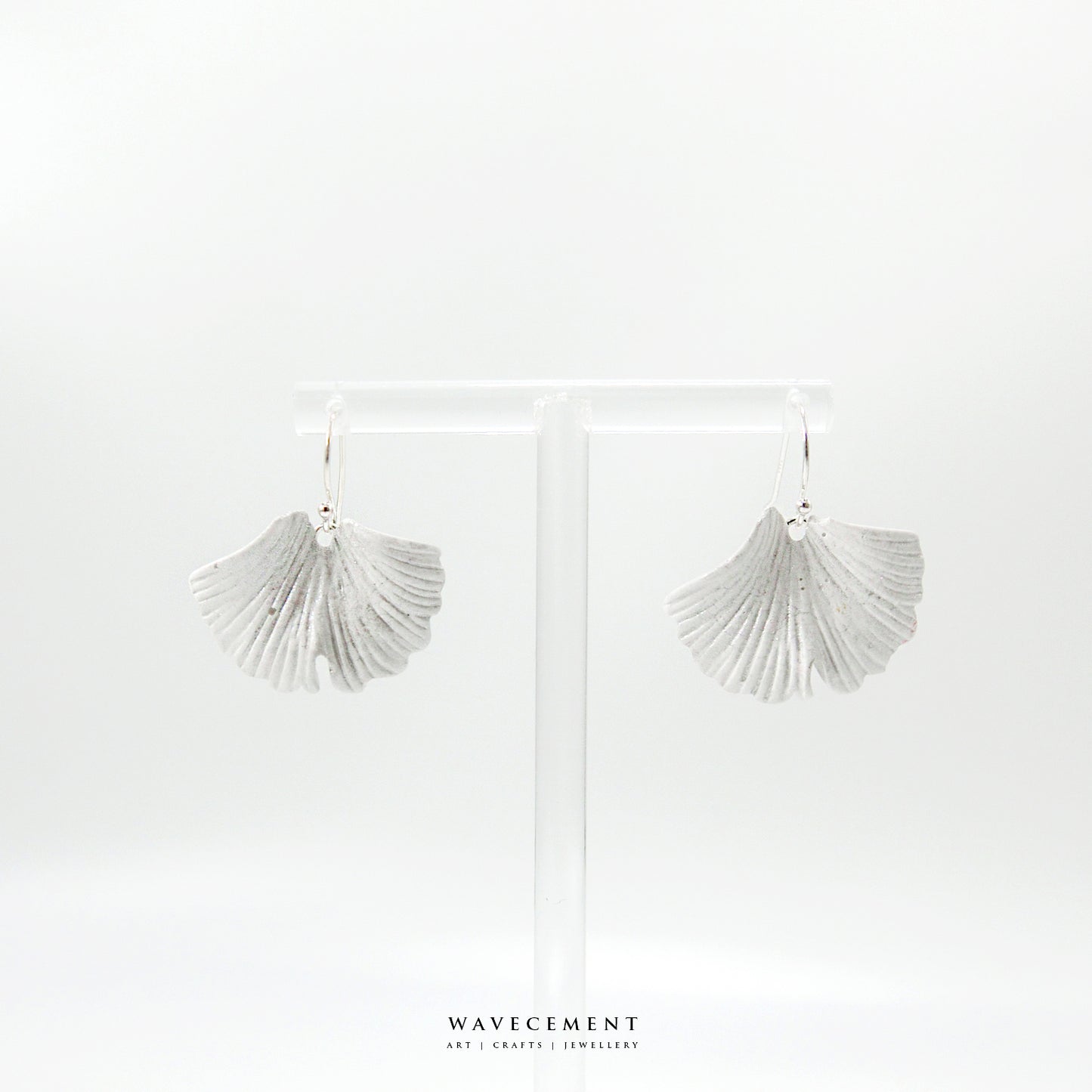 自然系列|銀杏-銀水泥耳環 Natural Series|Ginkgo-Silver Cement Pendant Earrings