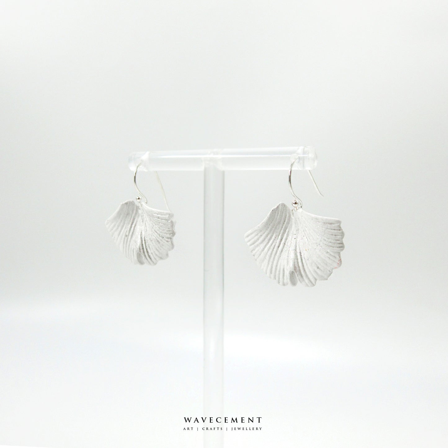 自然系列|銀杏-銀水泥耳環 Natural Series|Ginkgo-Silver Cement Pendant Earrings