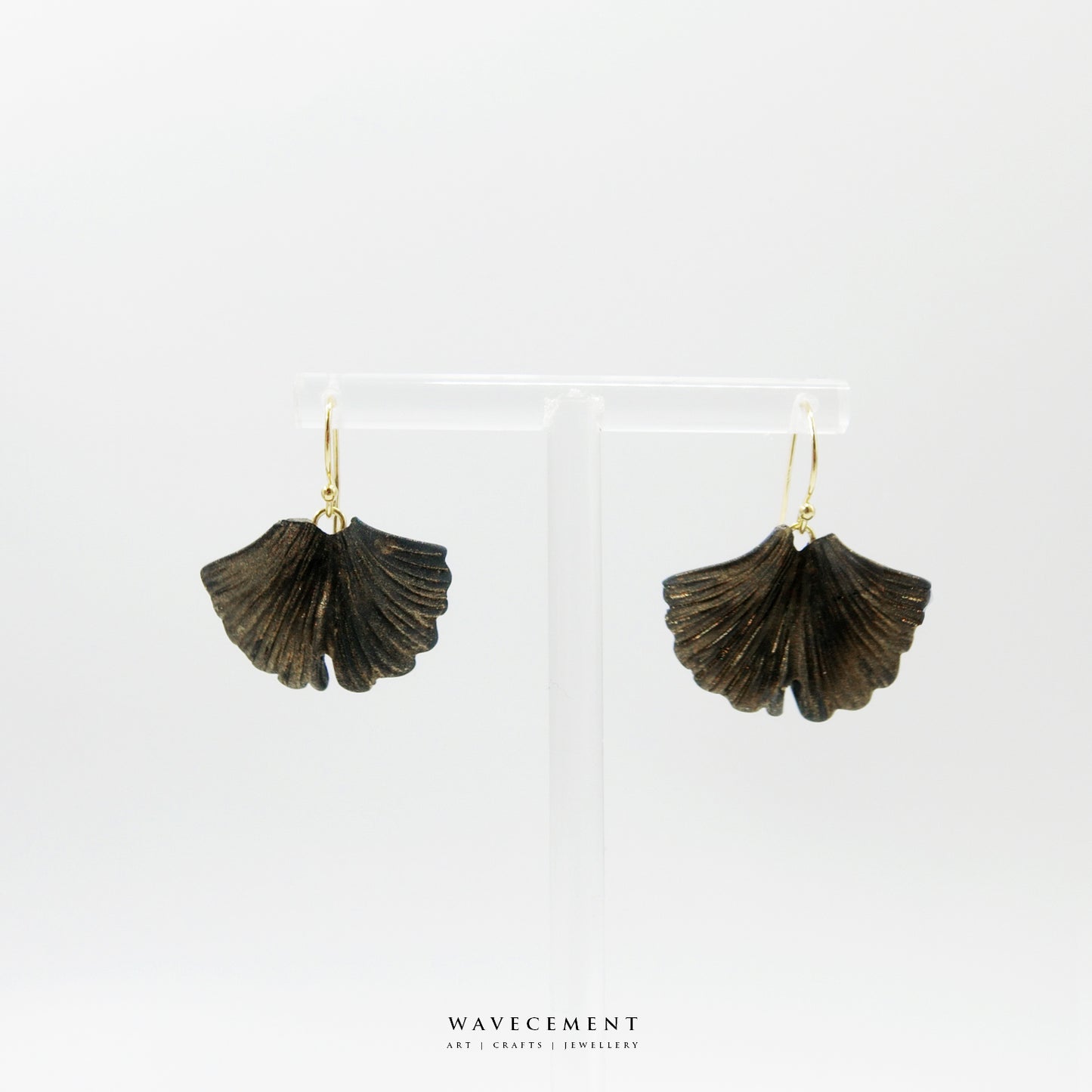 自然系列|銀杏-金短水泥耳環 Natural Series|Ginkgo-Gold Cement Pendant Earrings