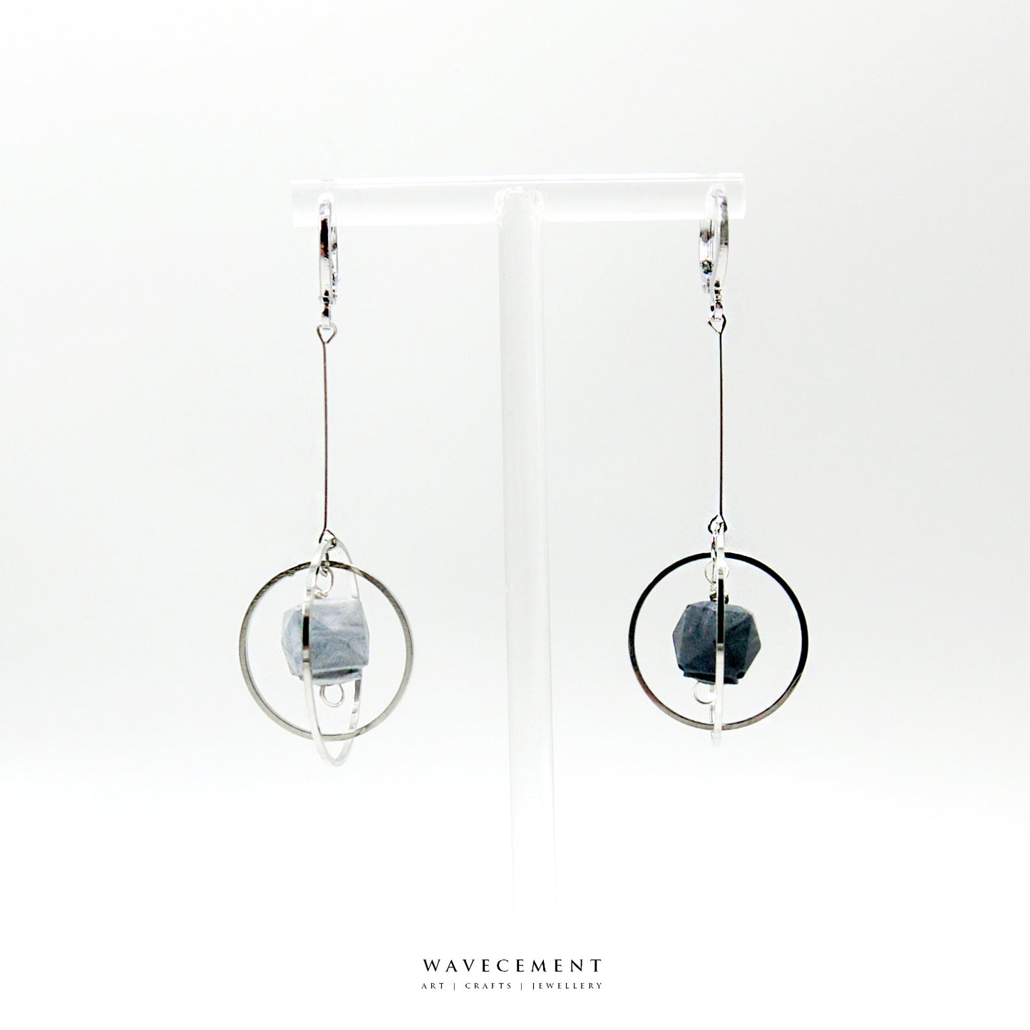 隕石轉轉系列|長耳環  Spinning Meteorite|Cement Earrings (Long)