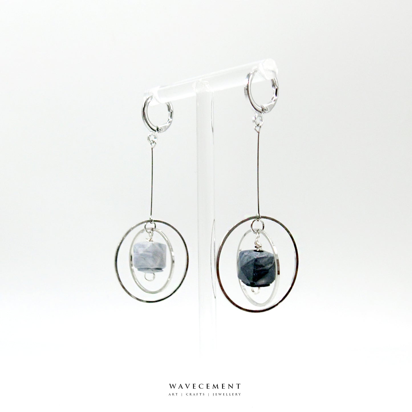 隕石轉轉系列|長耳環  Spinning Meteorite|Cement Earrings (Long)