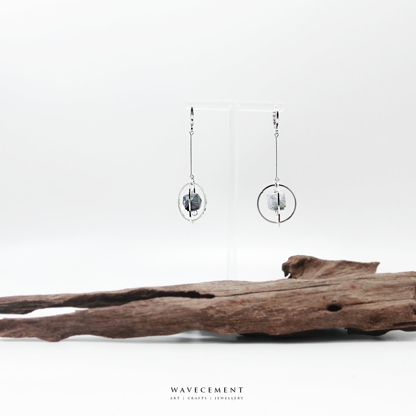 隕石轉轉系列|長耳環  Spinning Meteorite|Cement Earrings (Long)