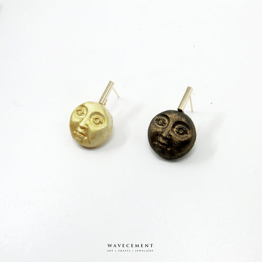 小小人系列|太陽月亮水泥耳環 Little Man Series|Sun & Moon Cement Earrings