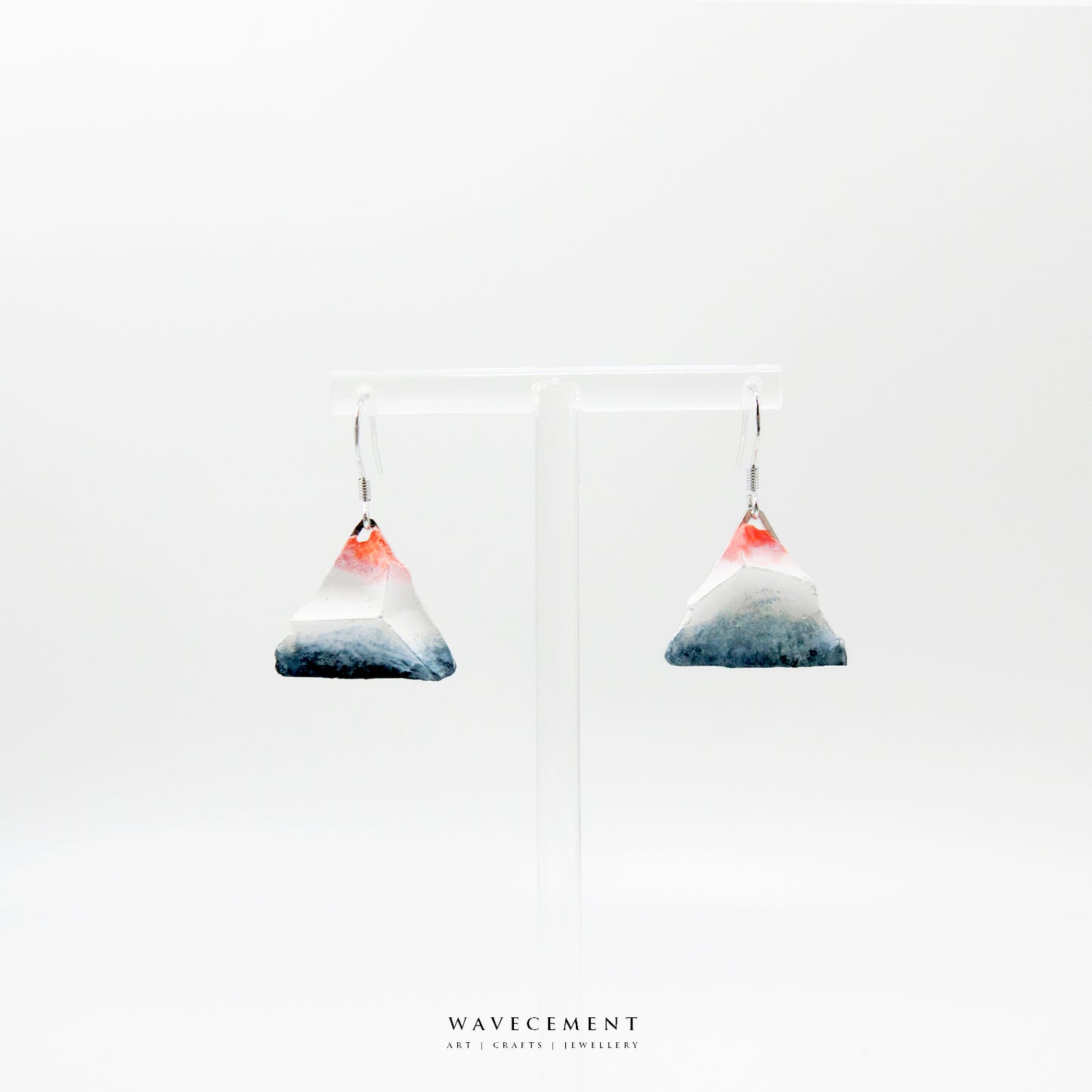 浮世繪系列|深富士山水泥耳環 Ukiyo-e Series|Dark Mount Fuji cement earring