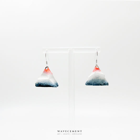 浮世繪系列|深富士山水泥耳環 Ukiyo-e Series|Dark Mount Fuji cement earring
