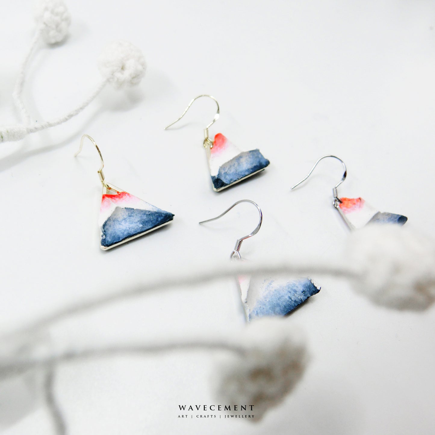 浮世繪系列|深富士山水泥耳環 Ukiyo-e Series|Dark Mount Fuji cement earring