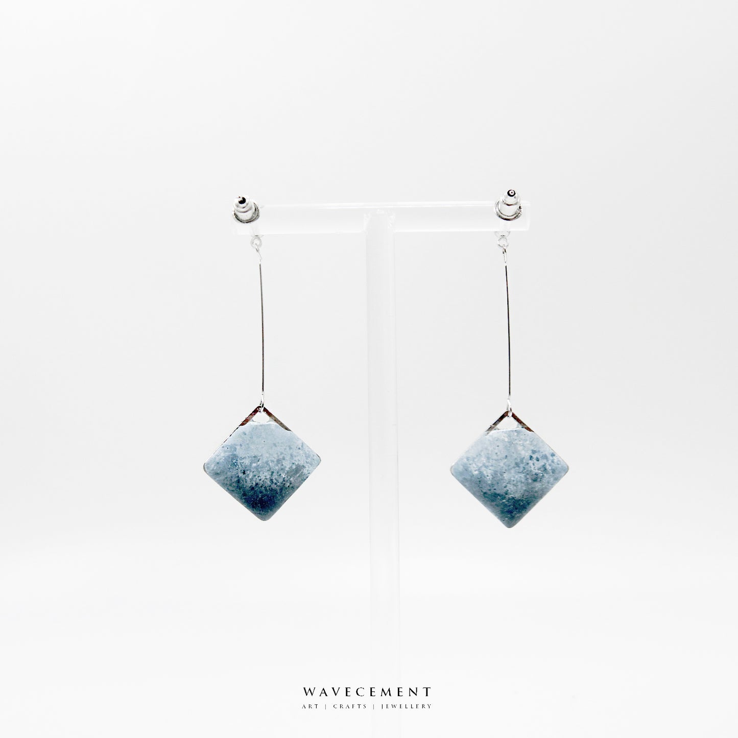 浮世繪系列|染藍日本花紋水泥耳環 Ukiyo-e Series|Blue Japanese Flower Pattern Cement Earring