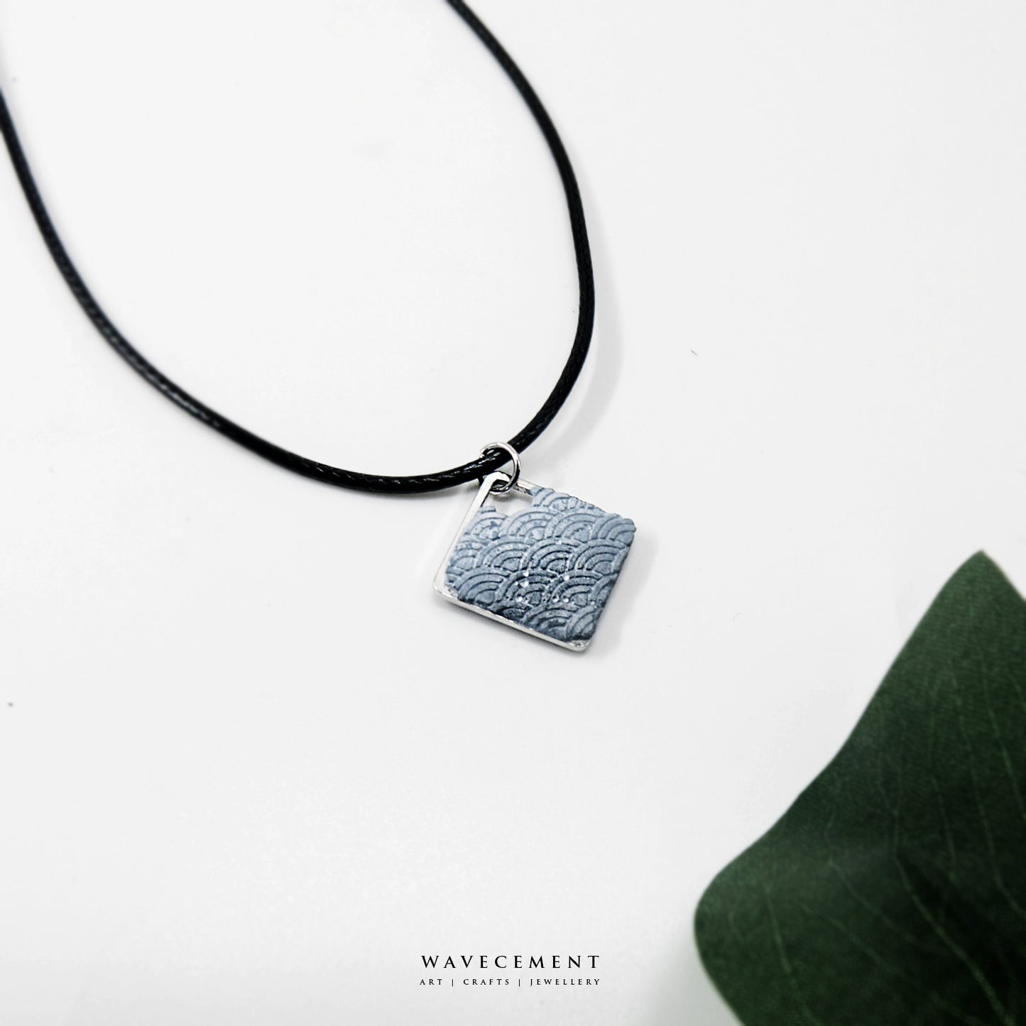 浮世繪系列|染藍日本紋水泥項鍊 Ukiyo-e Series|Blue Japanese Pattern Cement Necklace