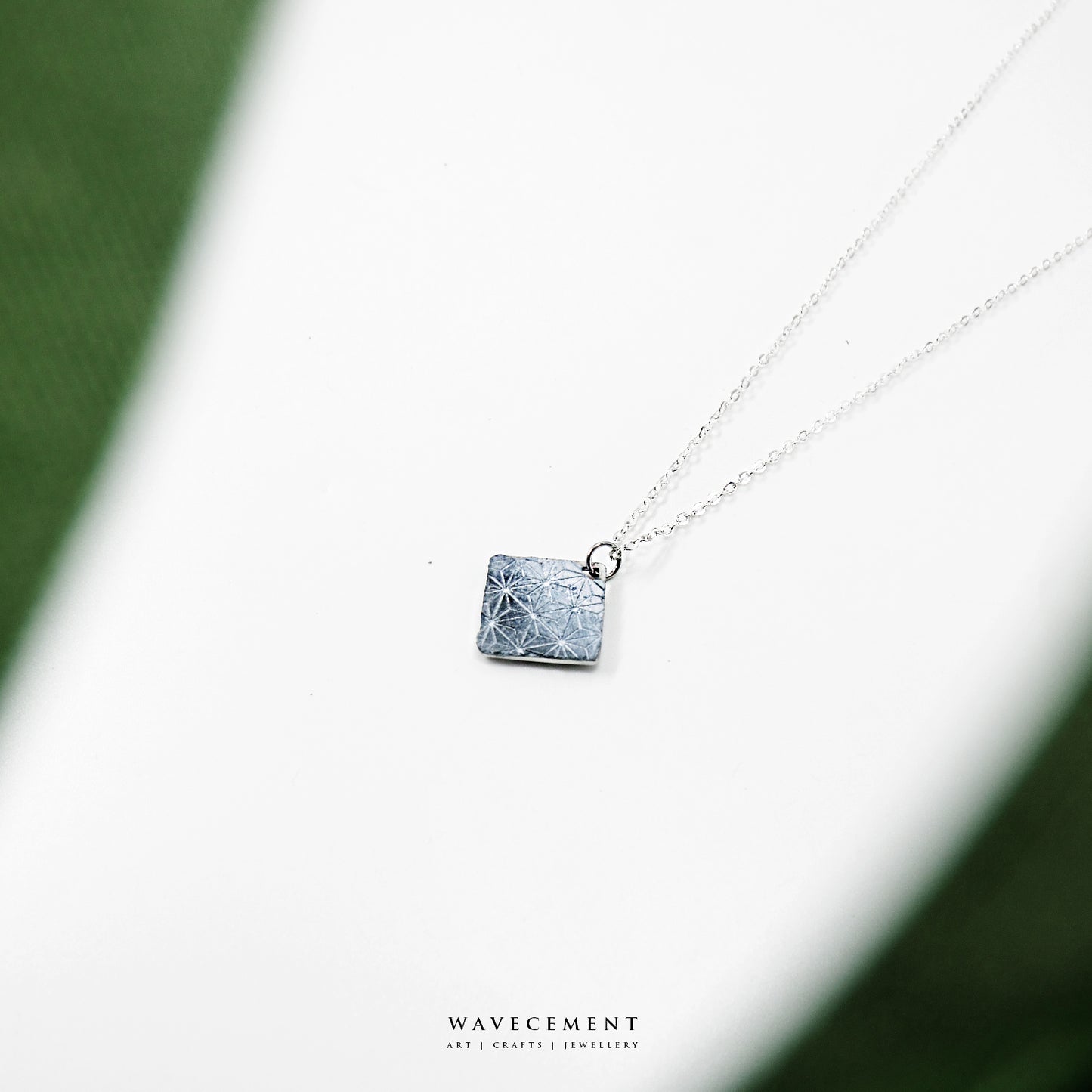 浮世繪系列|染藍日本紋水泥項鍊 Ukiyo-e Series|Blue Japanese Pattern Cement Necklace