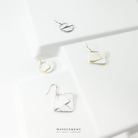 板塊系列|幾何垂吊水泥耳環 Plate Series|Geometry Cement Earring