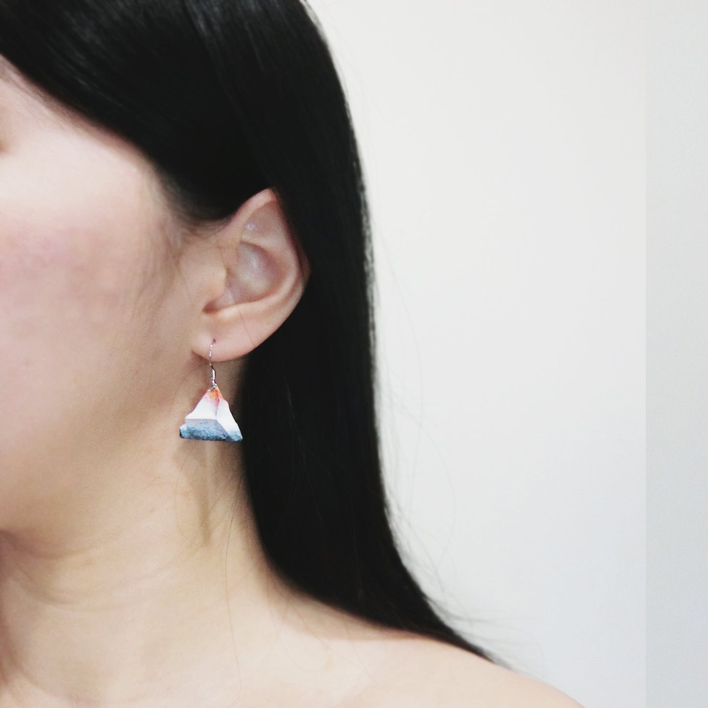 浮世繪系列|深富士山水泥耳環 Ukiyo-e Series|Dark Mount Fuji cement earring