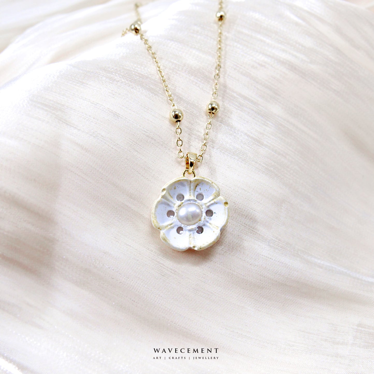 珍珠系列|六瓣花珍珠項鍊 Pearl Series|Flower Pearl Cement Necklace