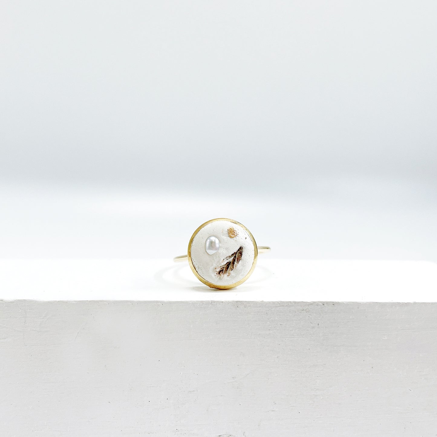 星雲系列|珍珠乾燥花水泥戒指 Nebula Series|Pearl Flower Cement Ring