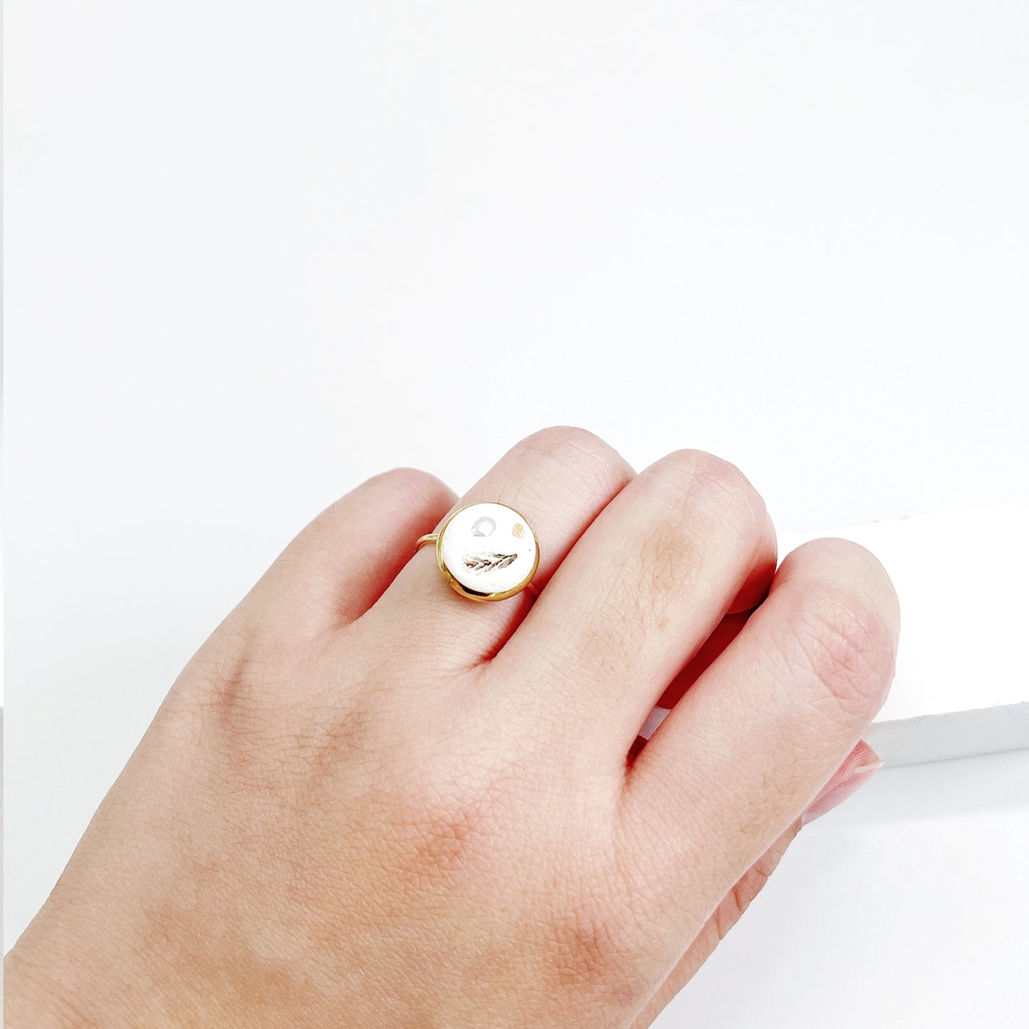 星雲系列|珍珠乾燥花水泥戒指 Nebula Series|Pearl Flower Cement Ring