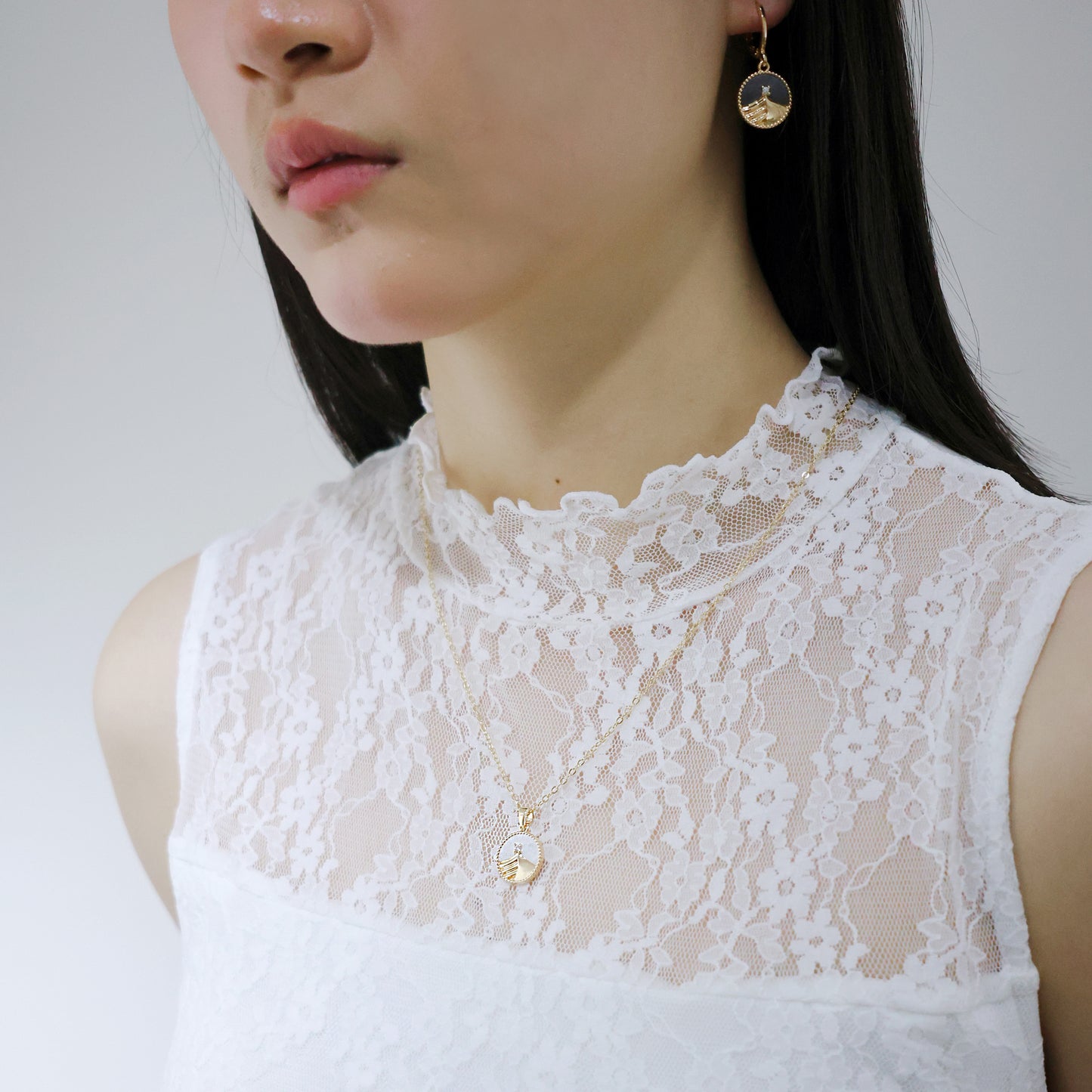 羅盤系列|金白沙丘羅盤項鍊 Compass Series|Gold White Dune Compass Necklace