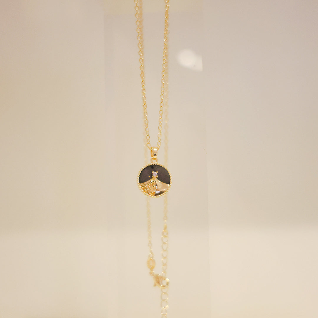 羅盤系列|黑沙丘羅盤金項鍊 Compass Series|Black Dune Compass Gold Necklace