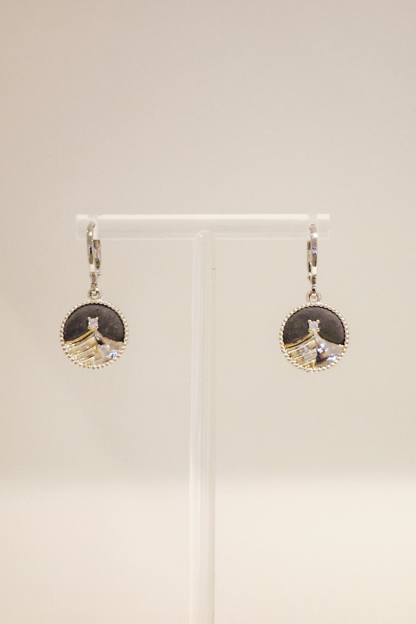 羅盤系列|銀黑沙丘羅盤耳環 Compass Series|Silver Black Dune Compass Earrings