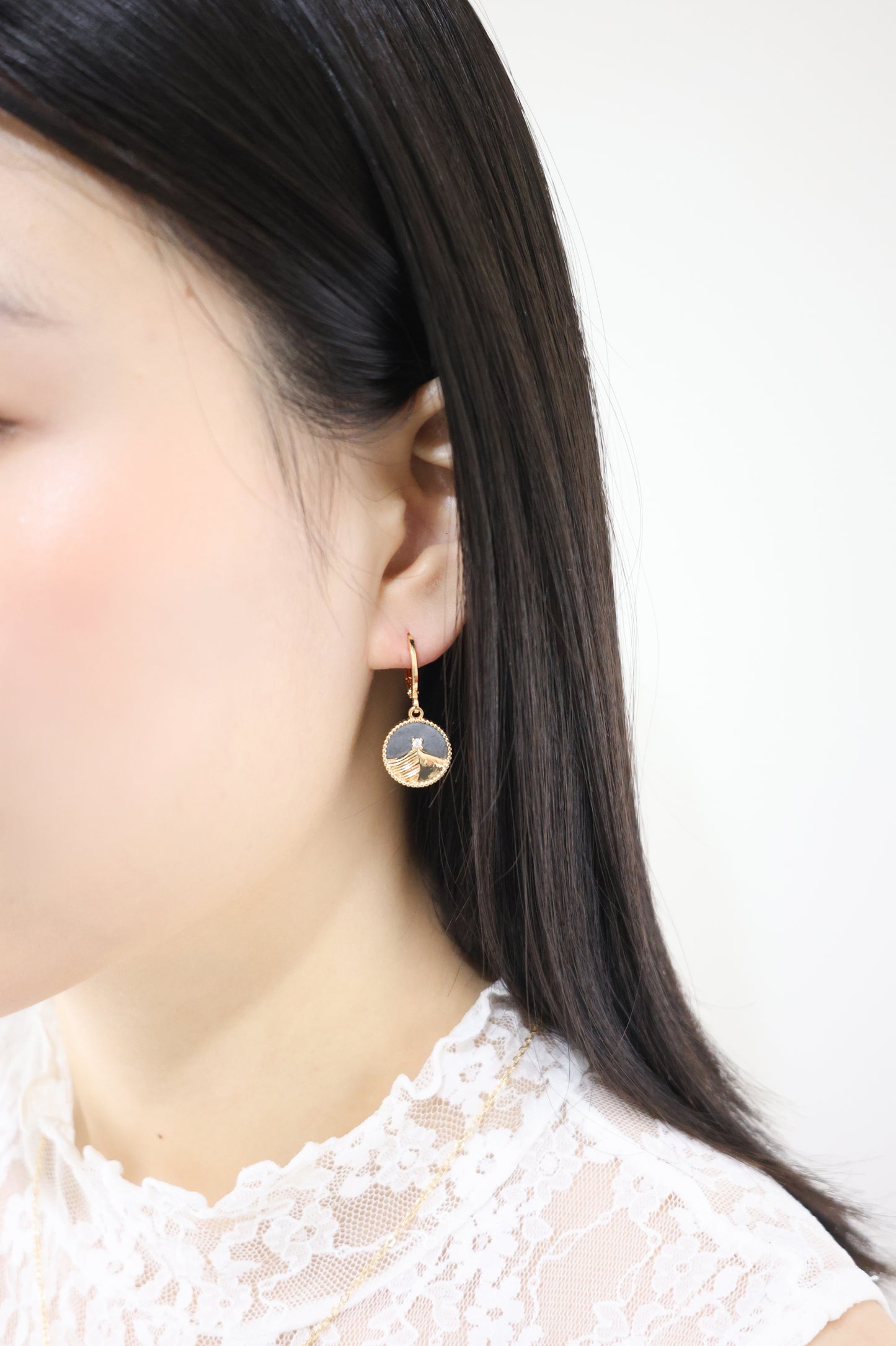 羅盤系列|金黑沙丘羅盤耳環 Compass Series|Gold Black Dune Compass Earrings