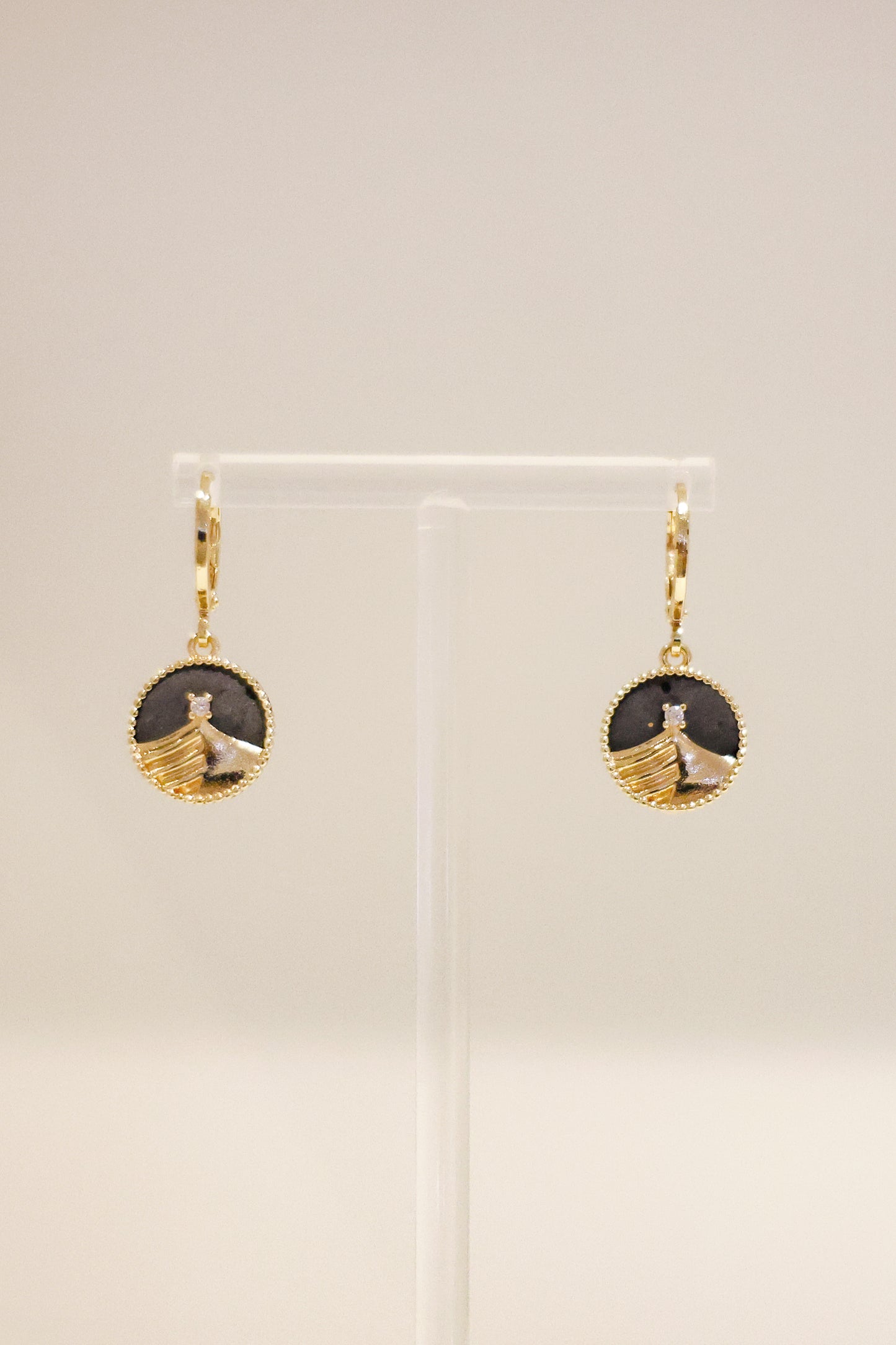 羅盤系列|金黑沙丘羅盤耳環 Compass Series|Gold Black Dune Compass Earrings