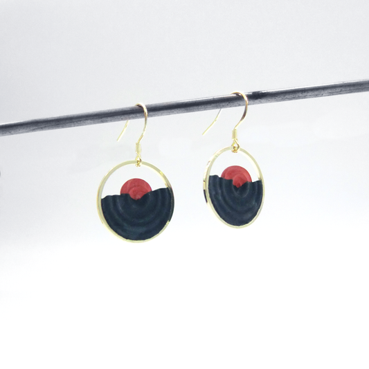 窗外風景系列|日落垂吊水泥耳環 Scenery Series|Sunset Cement Earrings
