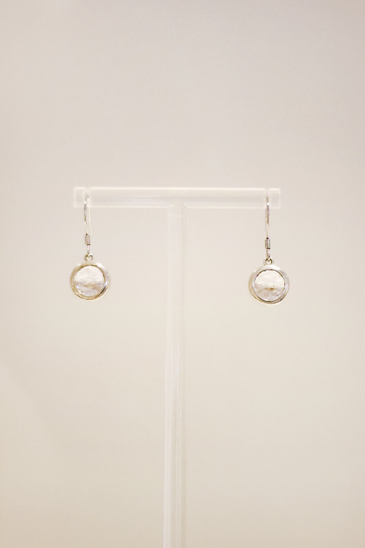 水晶系列|白晝圓形水晶銀耳環 Crystal Series|Day Round Crystal Silver Earrings