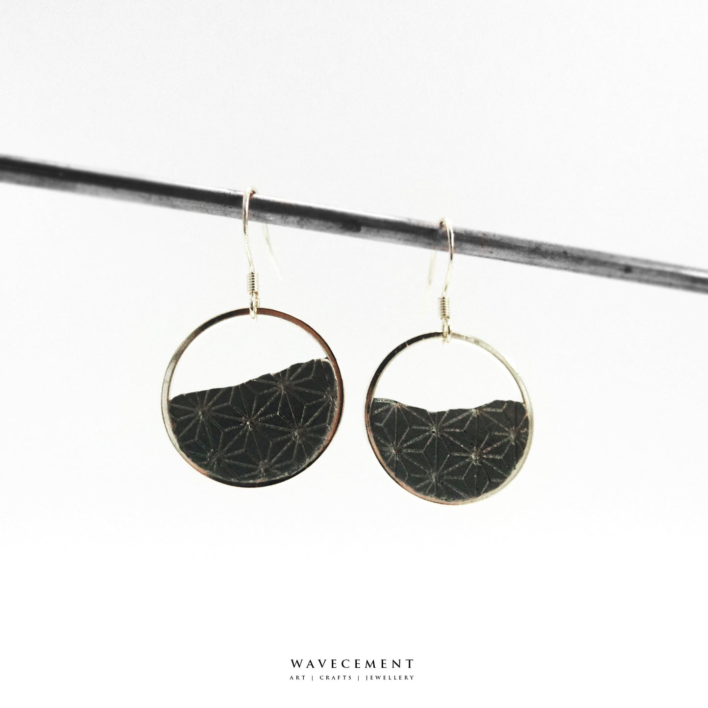 浮世繪系列|黑金花紋水泥耳環 Ukiyo-e Series|Black Gold Pattern Cement Earring