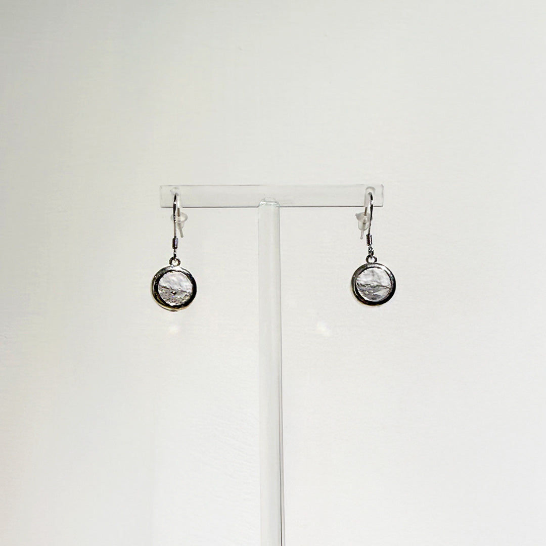 水晶系列 Crystal Series - 白晝/黑夜圓形水晶銀耳環