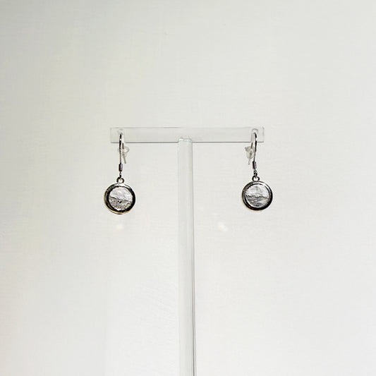 水晶系列｜白晝圓形水晶銀耳環  Crystal Series｜Day Round Crystal Silver Earrings