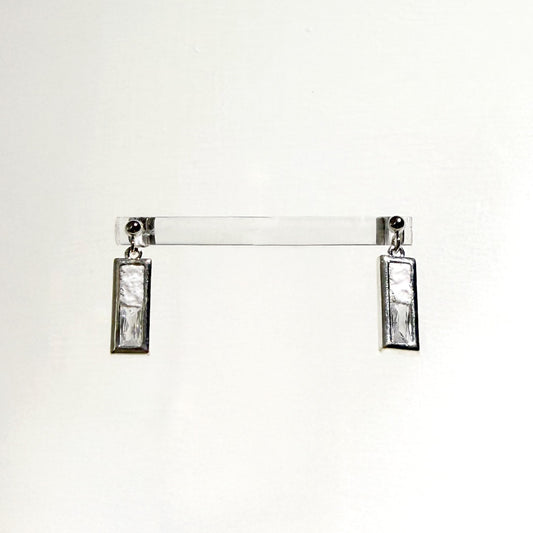 水晶系列 Crystal Series - 白晝/黑夜長方形水晶銀耳環