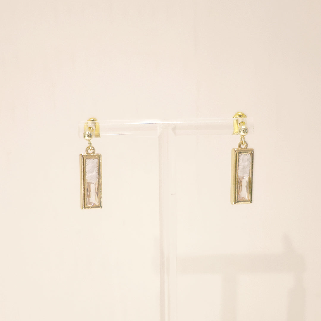 水晶系列｜白晝長方形水晶金耳環  Crystal Series｜Day Rectangular Crystal Gold Earrings