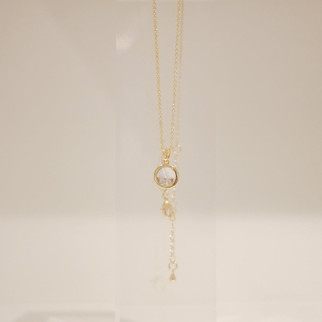 水晶系列｜白晝圓形水晶金項鏈  Crystal Series｜ Day  Round Crystal Gold Necklace