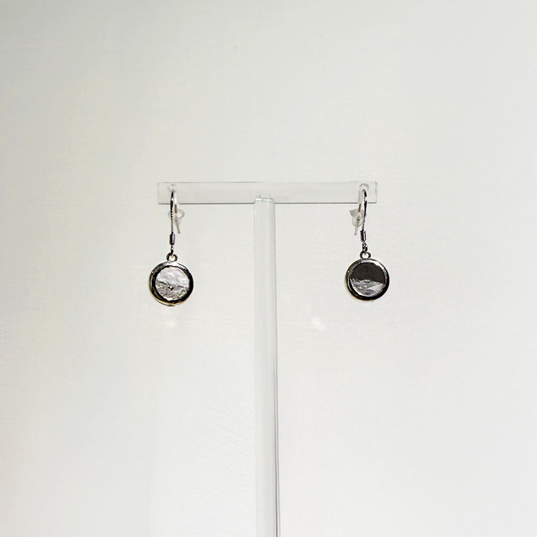 水晶系列 Crystal Series - 白晝/黑夜圓形水晶銀耳環