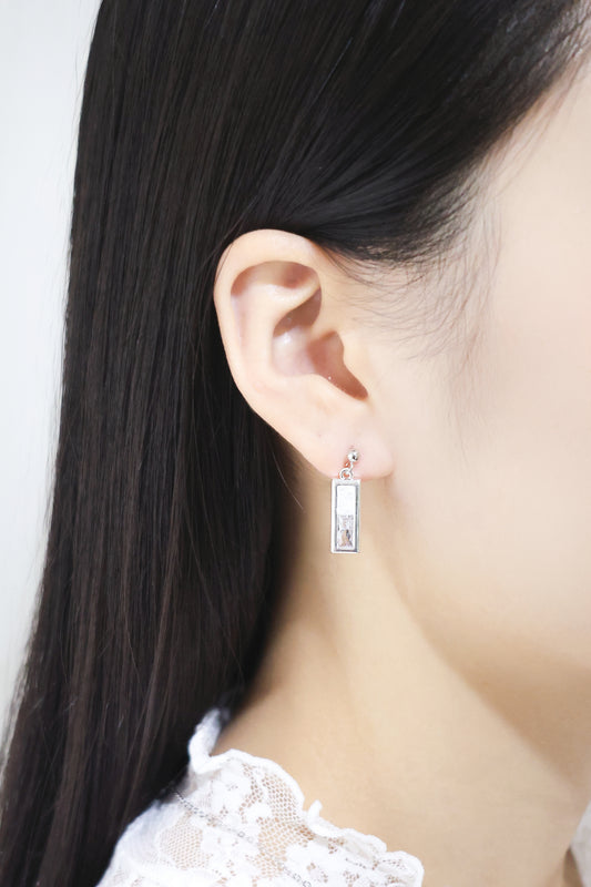 水晶系列｜白晝長方形水晶銀耳環  Crystal Series｜Day Rectangular Crystal Silver Earrings