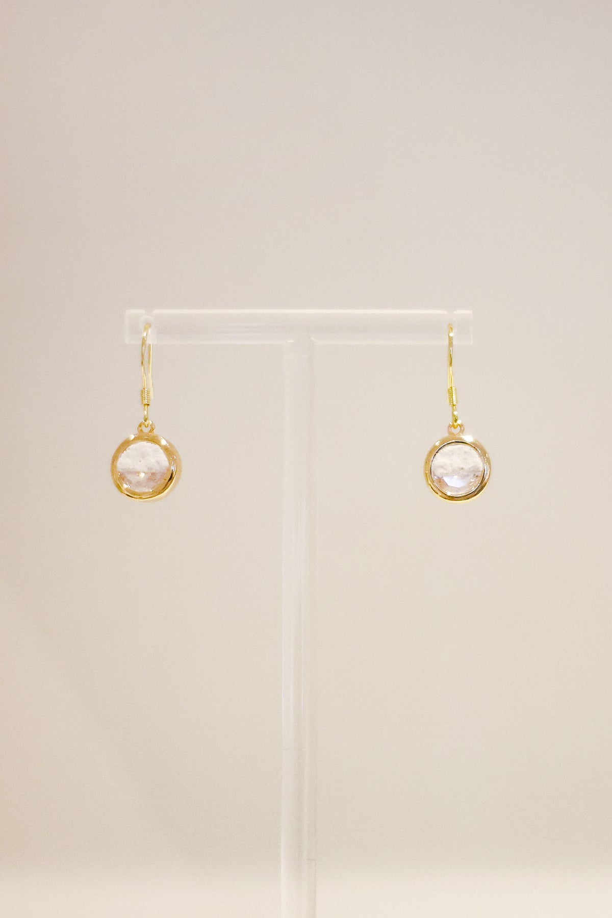 水晶系列｜白晝圓形水晶金耳環  Crystal Series｜Day Round Crystal Gold Earrings