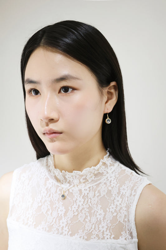 水晶系列｜黑夜圓形水晶金項鏈  Crystal Series｜ Night Round Crystal Gold Necklace