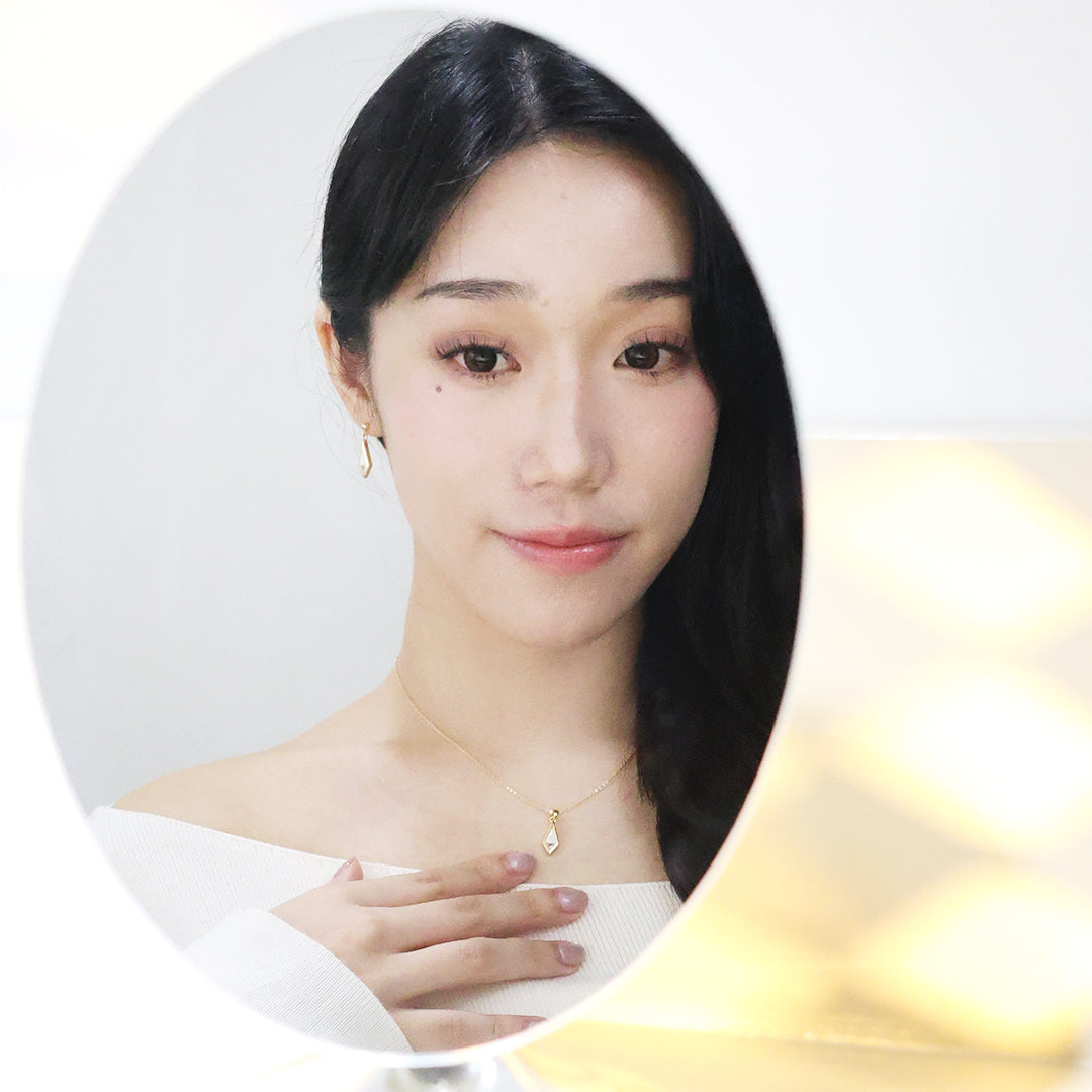 水晶系列｜白晝菱形水晶金項鏈  Crystal Series｜Day Diamond-Shaped Crystal Gold Necklace